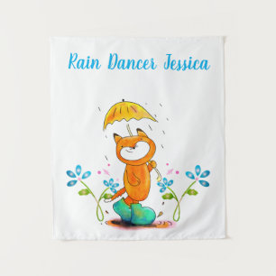 Inspirational Spring Fox with Umbrella Tapestry