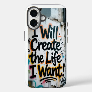 Inspirational Street Art Typography Concrete Wall iPhone 16 Case