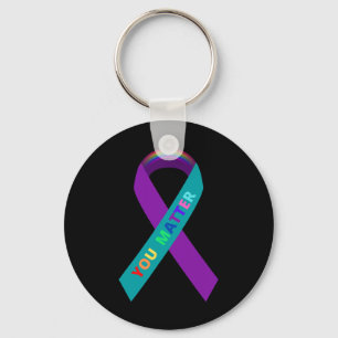 Inspirational Suicide Awareness Ribbon For Lgbtq C Keychain
