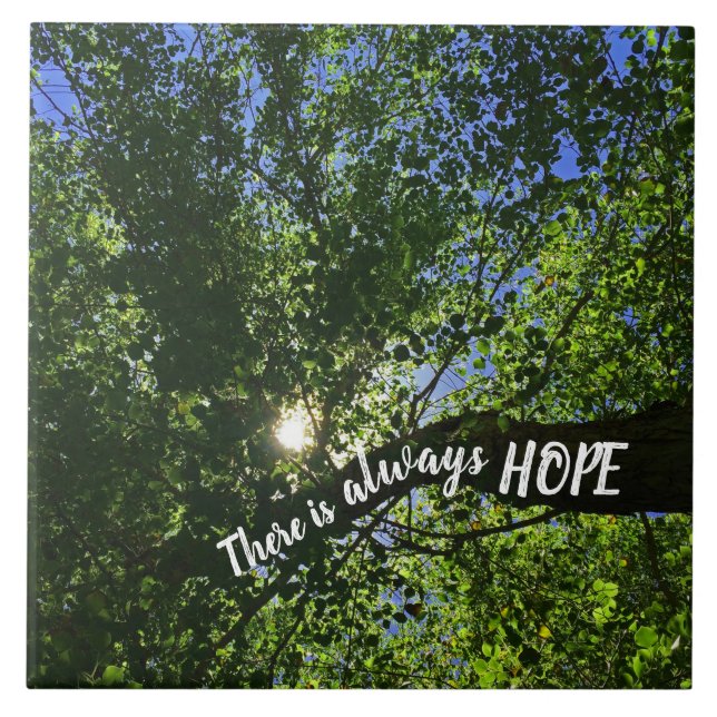 Inspirational Sun Rising Tree There is Always Hope Tile (Front)