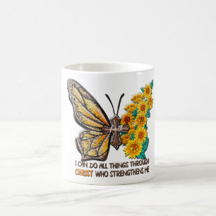 Inspirational Sunflower/Cross/Butterfly  Coffee Mug