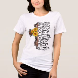 Inspirational Sunflower/Cross Sublimation Tri-Blend Shirt