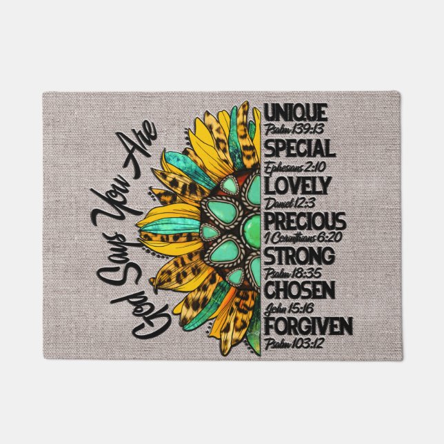 Inspirational Sunflower Scripture/Sublimation Doormat (Front)