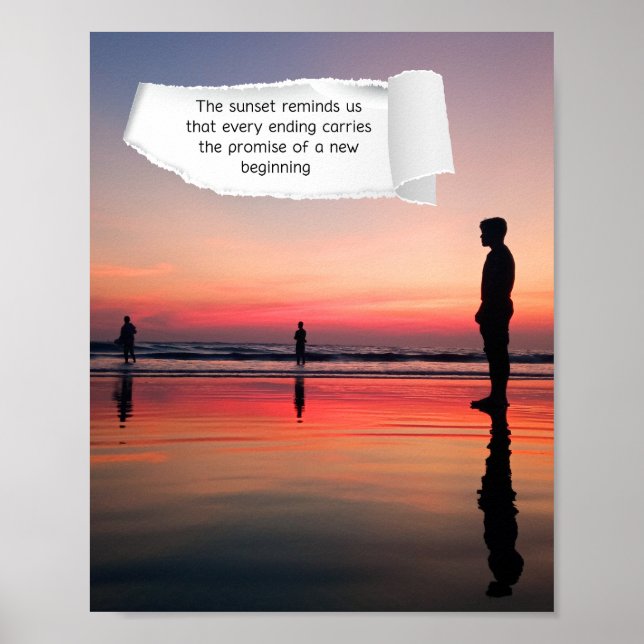 Inspirational Sunset Beach Canvas Art  Poster (Front)