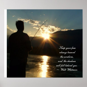 Inspirational Sunset Fishing Silhouette Poster