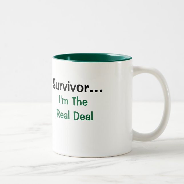 Inspirational Survivor I'm The Real Deal Quote Two-Tone Coffee Mug (Right)