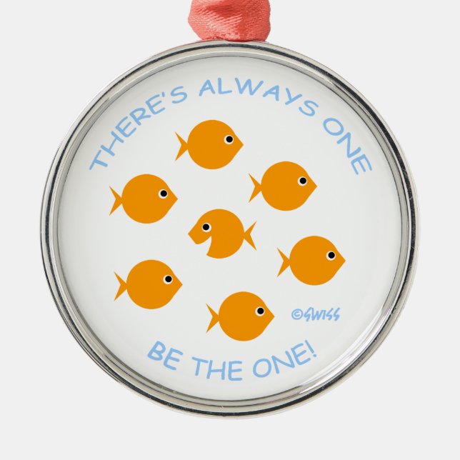 Inspirational Teacher Quote Cute Goldfish Cartoon Metal Ornament (Front)