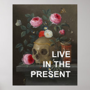 Inspirational Text + Memento Mori Painting Poster