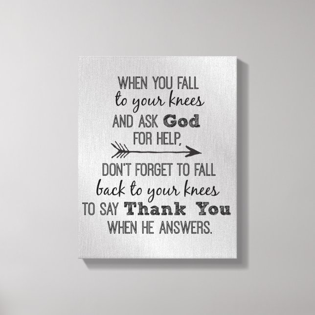 Inspirational Thank You God Quote Canvas Print (Front)