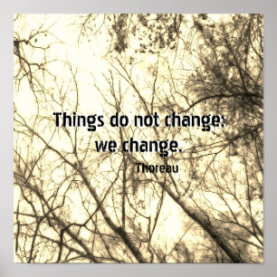 inspirational Thoreau quote poster on nature art