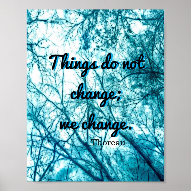 inspirational Thoreau quote poster on nature art (Front)