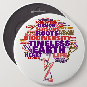 Inspirational Tree of Life Tag Cloud 6 Inch Round Button
