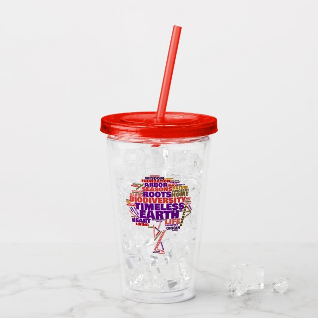 Inspirational Tree of Life Tag Cloud Acrylic Tumbler (Back Ice)