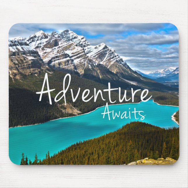 Inspirational Typography Adventure Awaits Mouse Pad (Front)