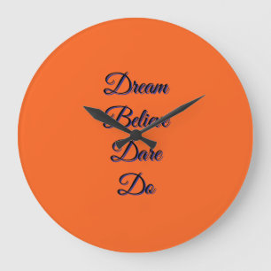 Inspirational Typography Burnt Orange Modern Clock