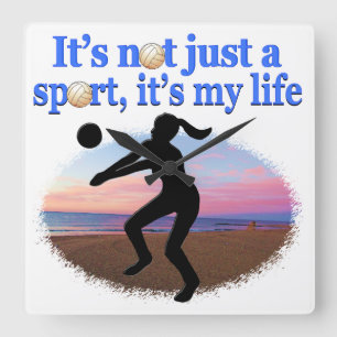 INSPIRATIONAL VOLLEYBALL IS MY LIFE DESIGN SQUARE WALL CLOCK