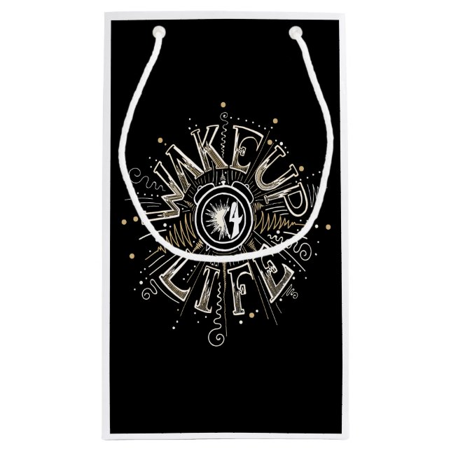 Inspirational WAKE UP 4 LIFE quote illustration Small Gift Bag (Back)