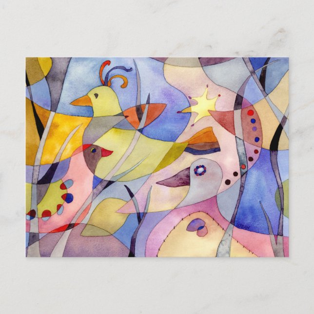 Inspirational Watercolor Birds Postcard (Front)