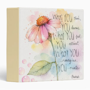 Inspirational Watercolor Wildflower Quote 3-Ring  Binder