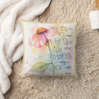 Inspirational Watercolor Wildflower Quote Art Throw Pillow