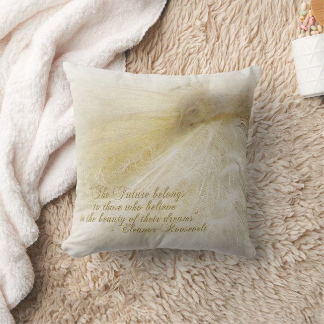 Inspirational White Peacock Pillow (Blanket)