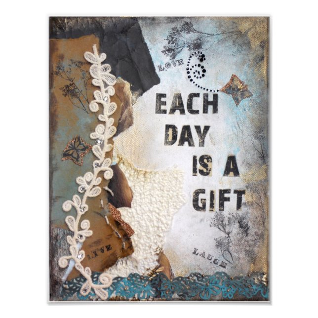 Inspirational Word Quote Each Day Is A Gift Photo Print (Front)