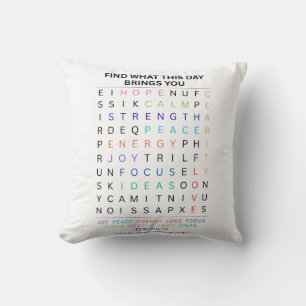 Inspirational Word Search – Daily Positive Words Throw Pillow
