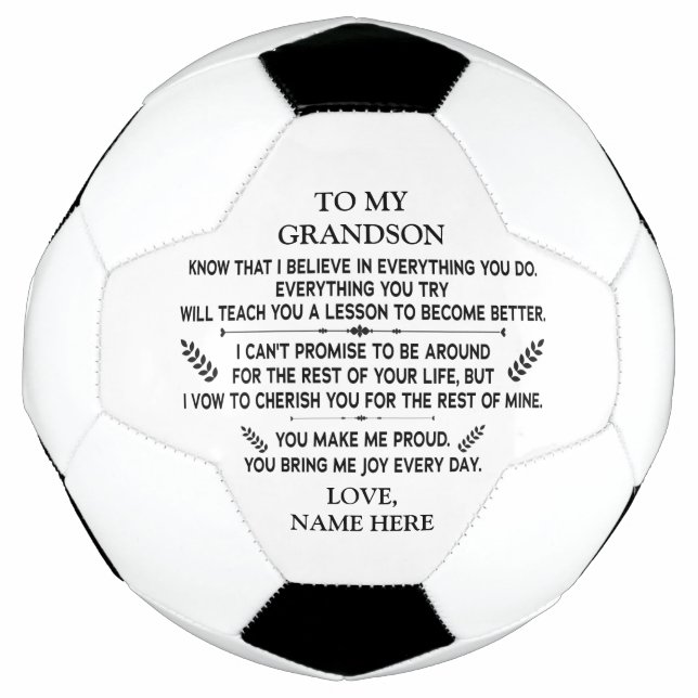 inspirational words for To My Grandson Love Soccer Ball (Front)