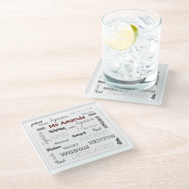 Inspirational Words Mentor Teacher Appreciation  Glass Coaster (Angled)