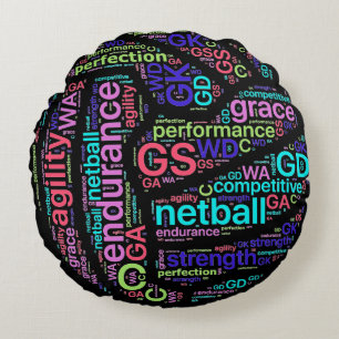 Inspirational Words Netball Ball Design Round Pillow