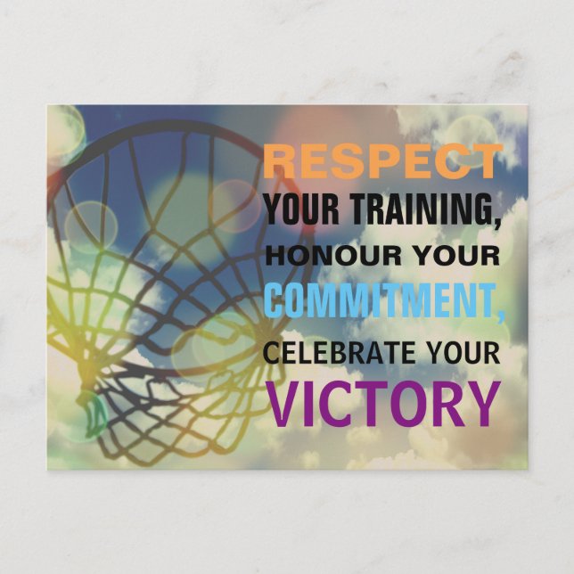 Inspirational Words Netball Sport Quote Postcard (Front)