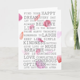 Inspirational Words Rose Petals Card