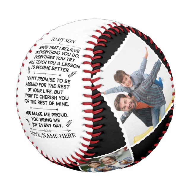 Inspirational Words To My Son with Custom 4 Photos Baseball (Angled)
