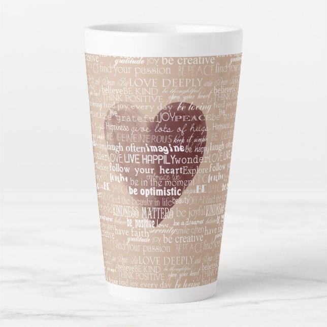 Inspirational Words Watercolor Heart Latte Mug (Front)