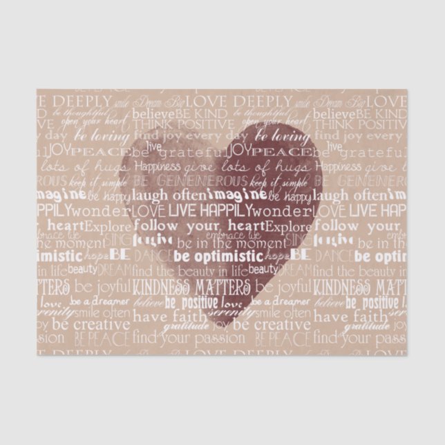 Inspirational Words Watercolor Heart Tissue Paper (Front)