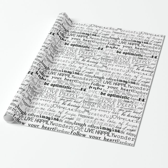 Inspirational Words Wrapping Paper (Unrolled)