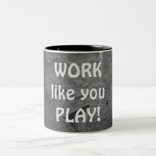 inspirational work quote on stone Two-Tone coffee mug