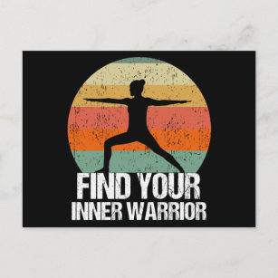 Inspirational Yoga Warrior Sunset Quote Postcard
