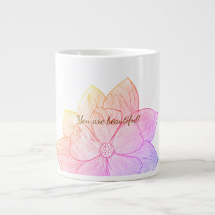 Inspirational "You are beautiful" Sunset Floral Large Coffee Mug