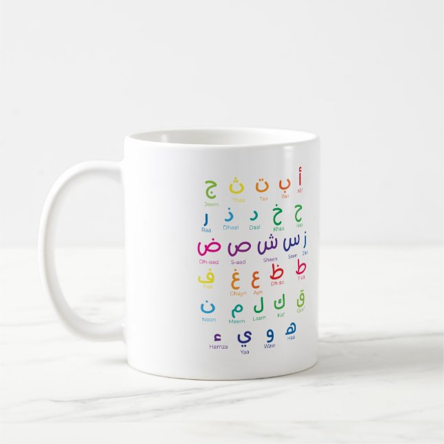 Inspire Arabic Learning: Beautiful Alphabet Art Coffee Mug (Left)