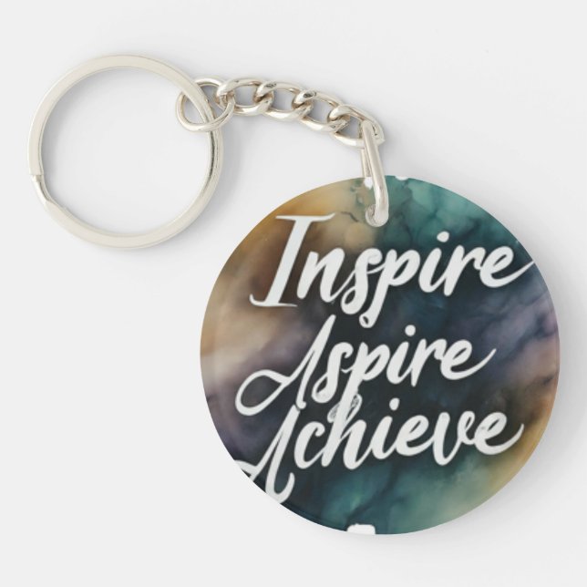 Inspire Aspire Achieve Circle Keychain (Front)