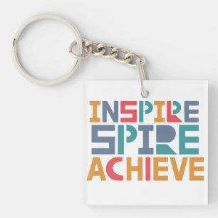 Inspire Aspire Achieve Porte-clés Carré