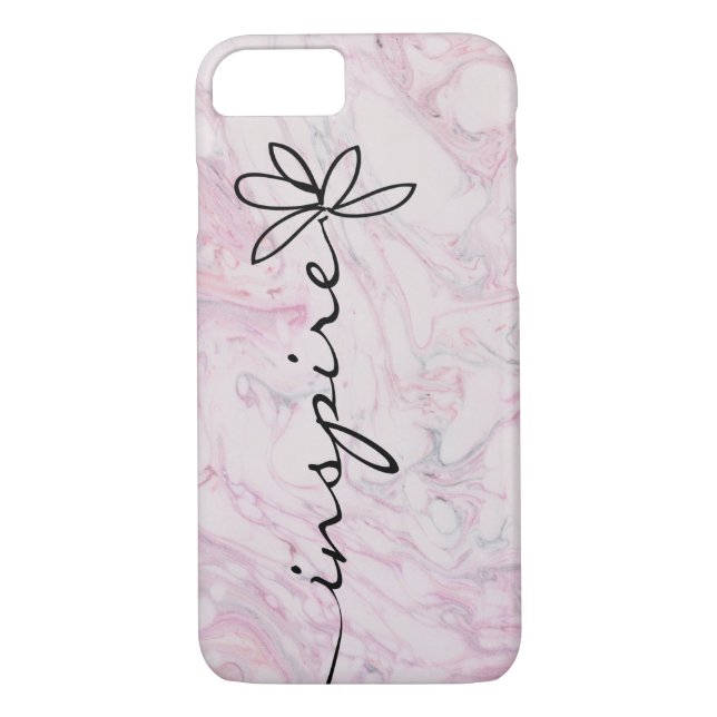 Inspire Daisy design on pink marble Case-Mate iPhone Case (Back)