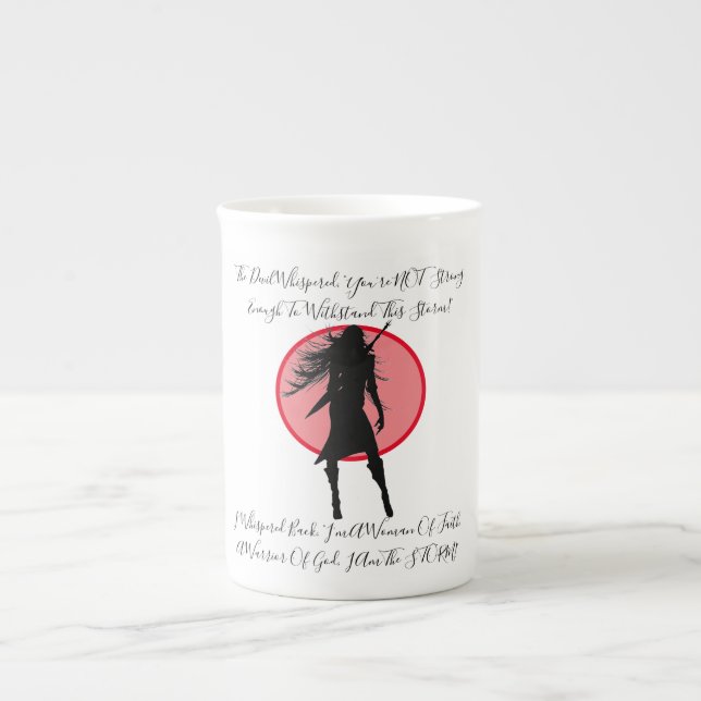 INSPIRE FAITHFUL VIKING WARRIOR CHICK QUOTE PINK BONE CHINA MUG (Front)