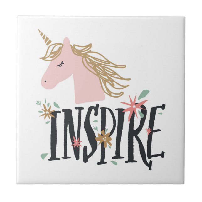 Inspire | Gold Mane Unicorn Tile (Front)