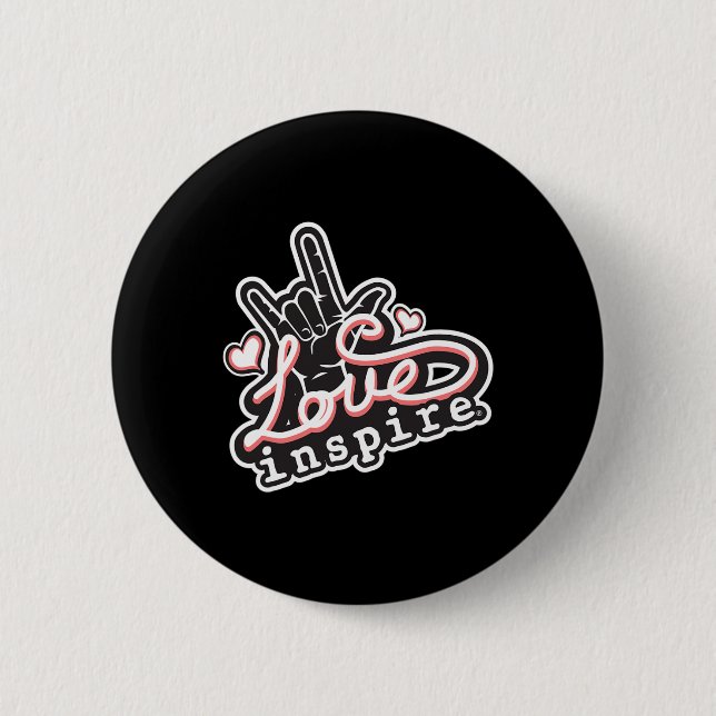 inspire Love ASL ILY Hand Sign Language Deaf Aware 2 Inch Round Button (Front)