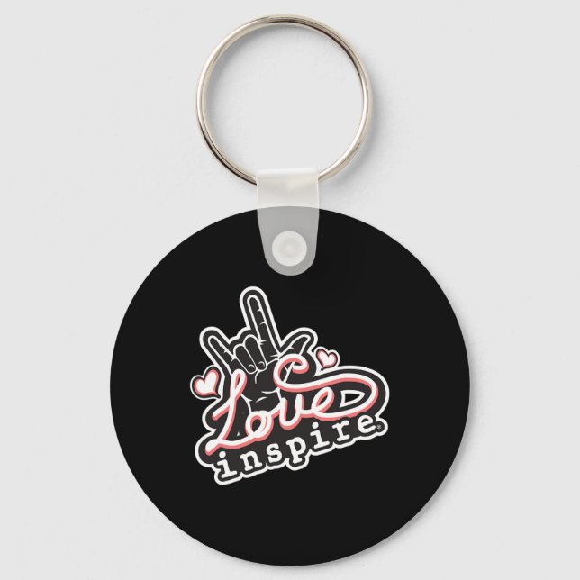 inspire Love ASL ILY Hand Sign Language Deaf Aware Keychain (Front)