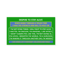 INSPIRE TO STAY ALIVE SUICIDE PREVENTION CARD 2