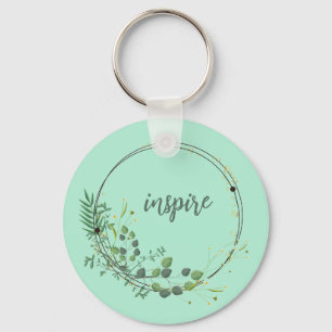Inspire With Floral Botanical Frame Keychain