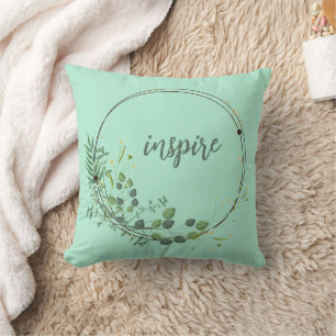 Inspire With Floral Botanical Frame Throw Pillow